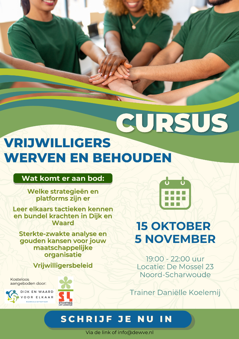 Cursus vrijwilligers werven en behouden